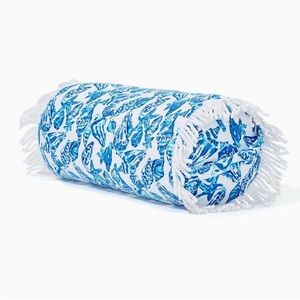 Lilly Pulitzer Blue Fish Print Round Beach Bolster Pillow